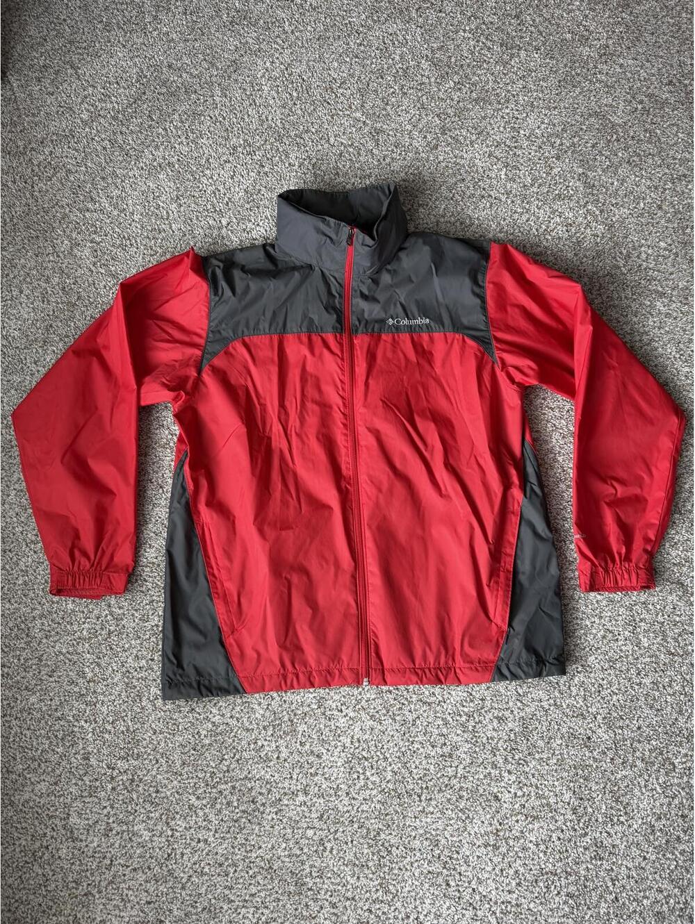 Columbia Men's L Red & Gray Glennaker Lake Rain Jacket Windbreaker Light Weight